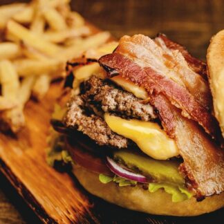 Burger with Bacon and Fries